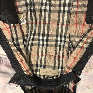 Burberry Quilted Plaid Jacket with Black Trim